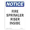 Signmission OSHA Notice Sign, Fire Sprinkler Riser Inside, 7in X 5in Decal, 5" W, 7" L, Portrait OS-NS-D-57-V-12678 - alternate 1